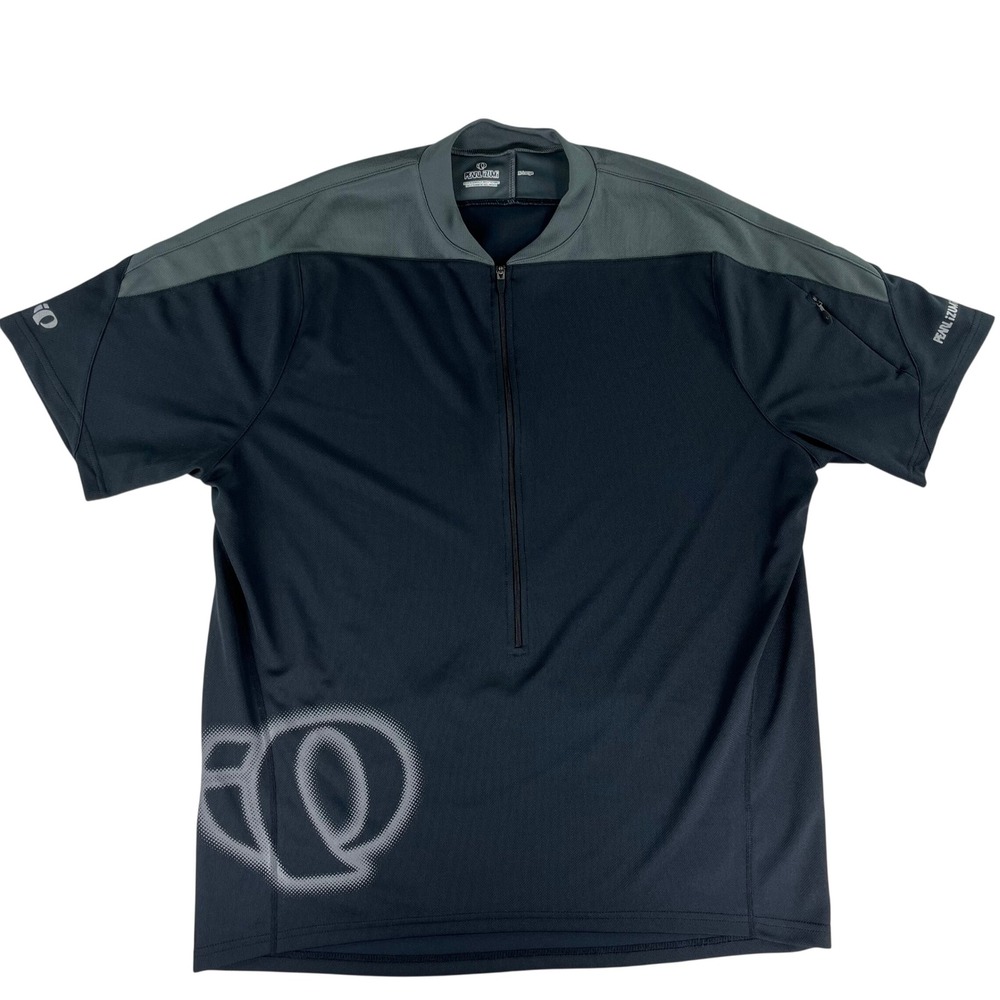 Pearl Izumi Cycling Jersey Men XL Black Grey 1/4 Zip Short Sleeve Polyester